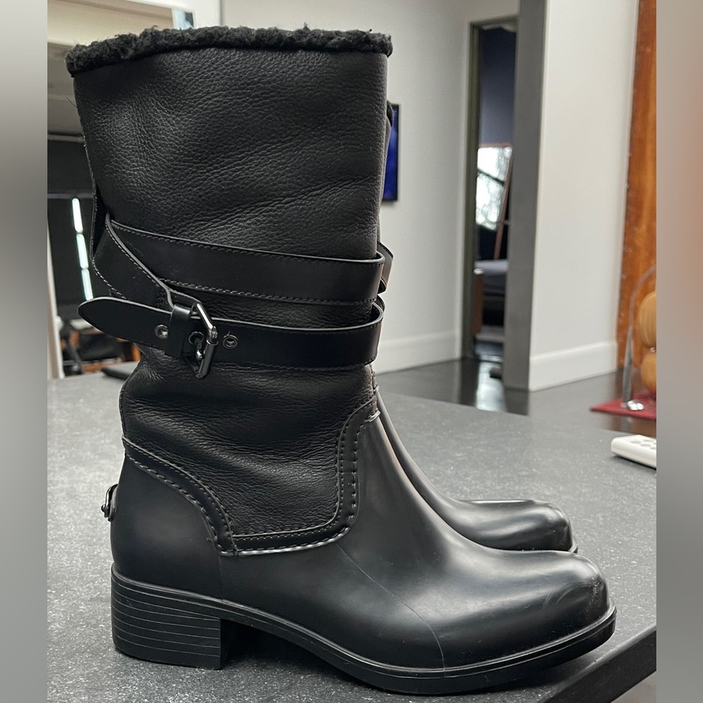 Coach Shearling Cold Weather Snow Motorcycle Leather boots